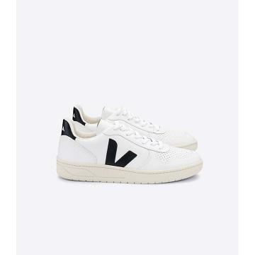 Veja V-10 LEATHER Tornacipő Női White/Black | HU 663MQZ